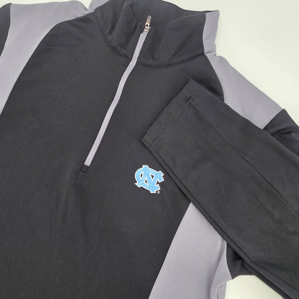 ANTIGUA NORTH CAROLINA TAR HEELS 1/4 ZIP GOLF SHIRT MENS LARGE BLACK PERFORMANCE